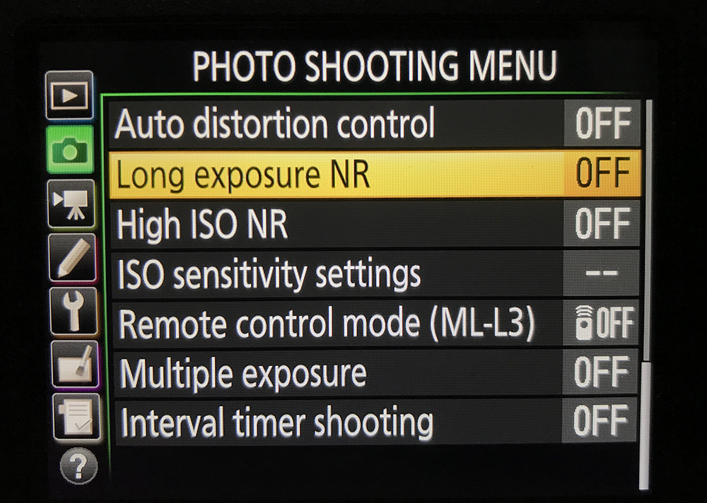 Turn off all noise reduction settings in your shooting menu