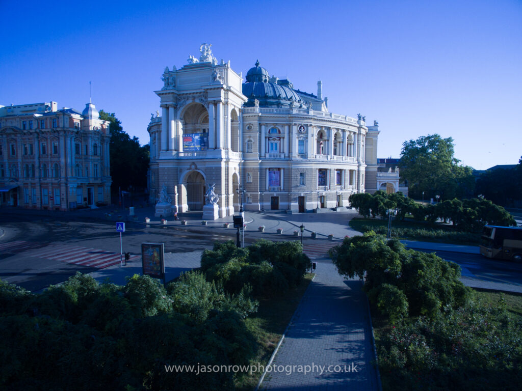 Odesa Opera House shot with the wrong white balance giving it a ble cast