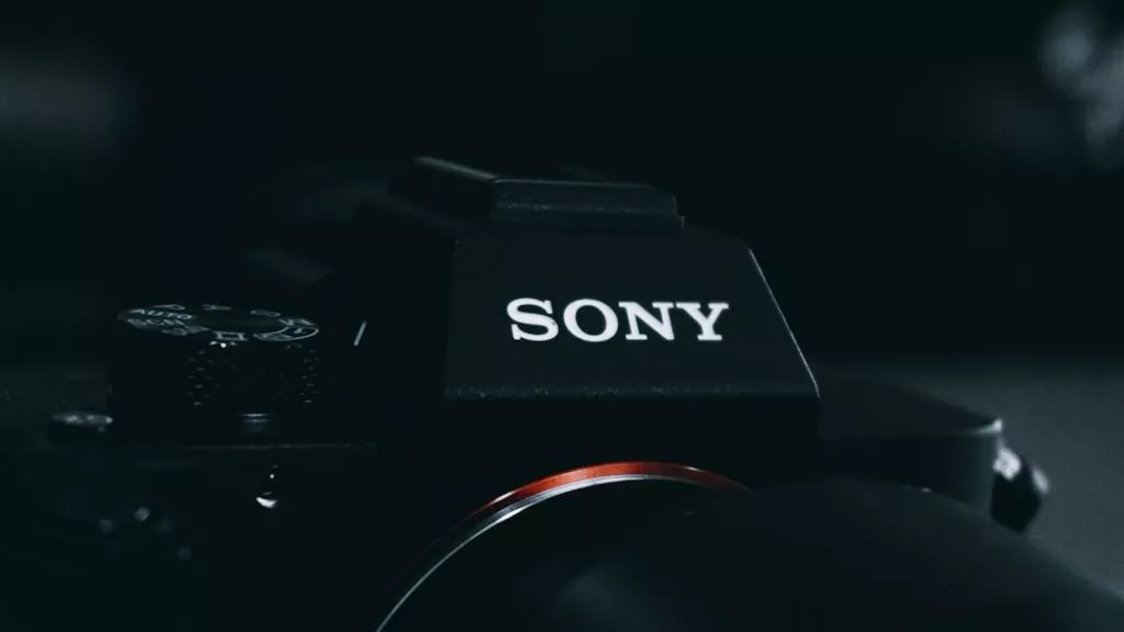 black sony camera on black background
