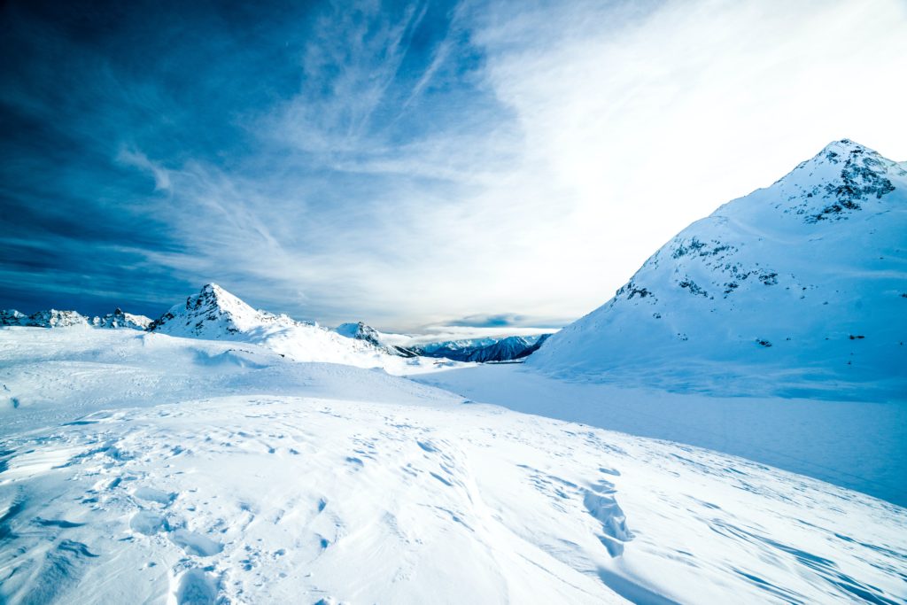 Blue looking snow landscape