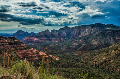 mountain and clouds