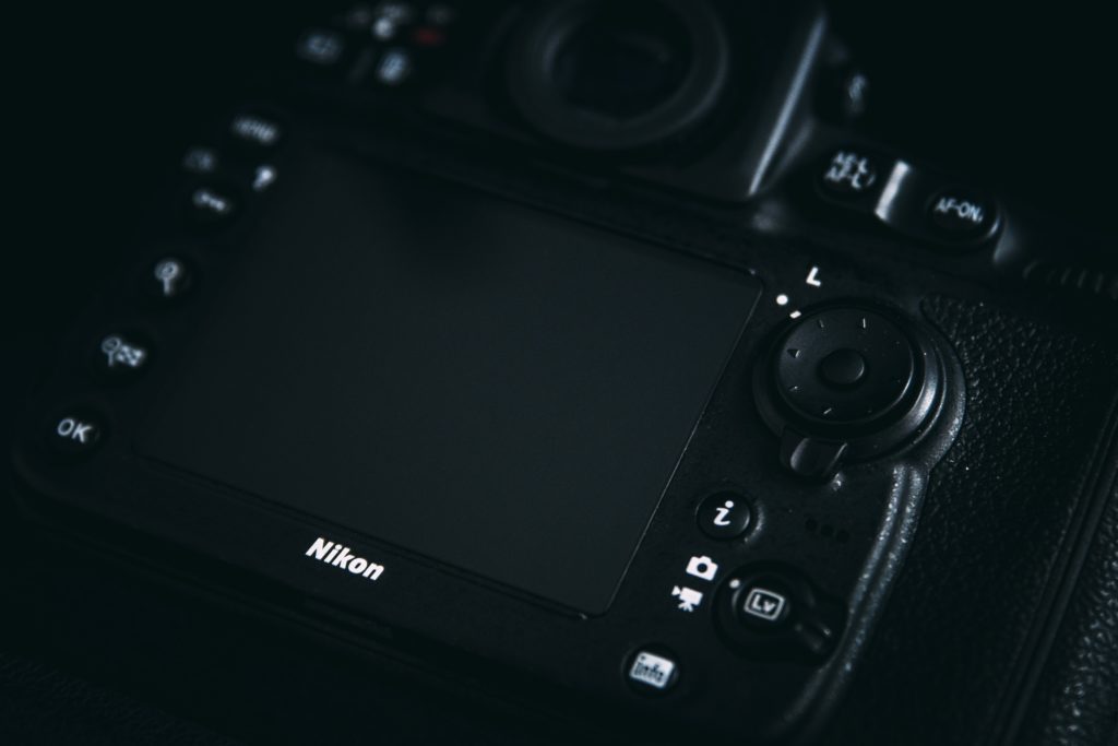 Close shot of rear of Nikon professional camera