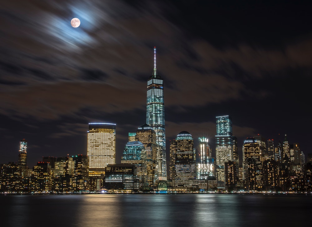 moon over city