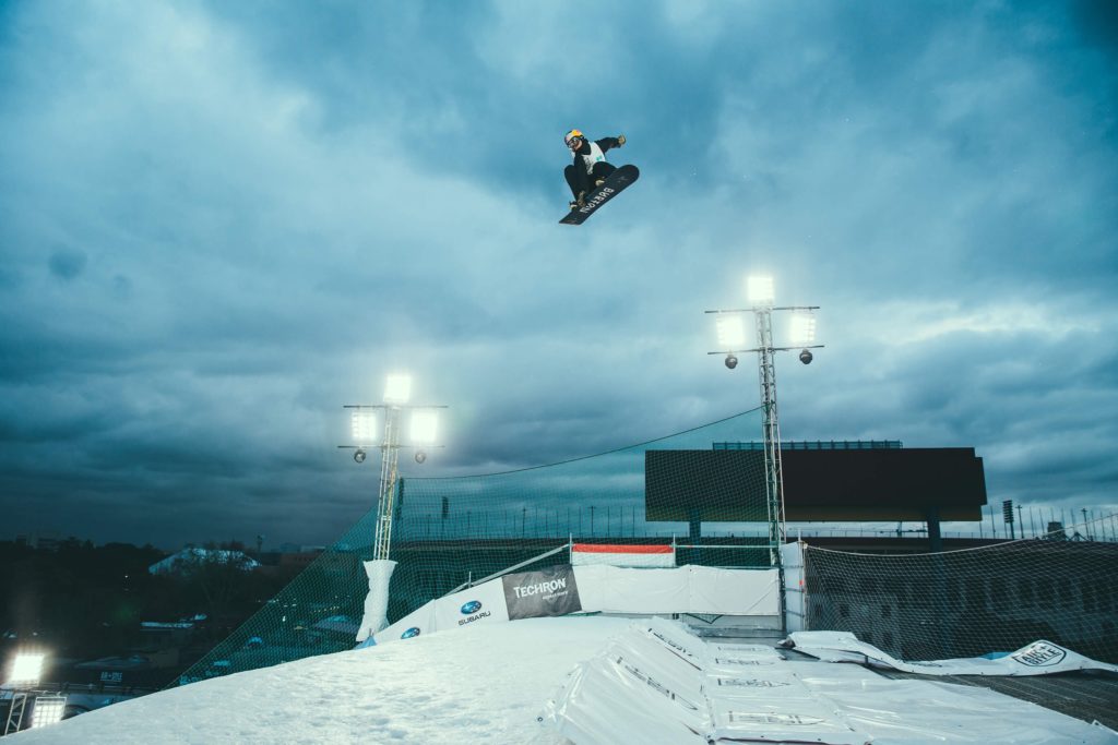 Skateboarder in action