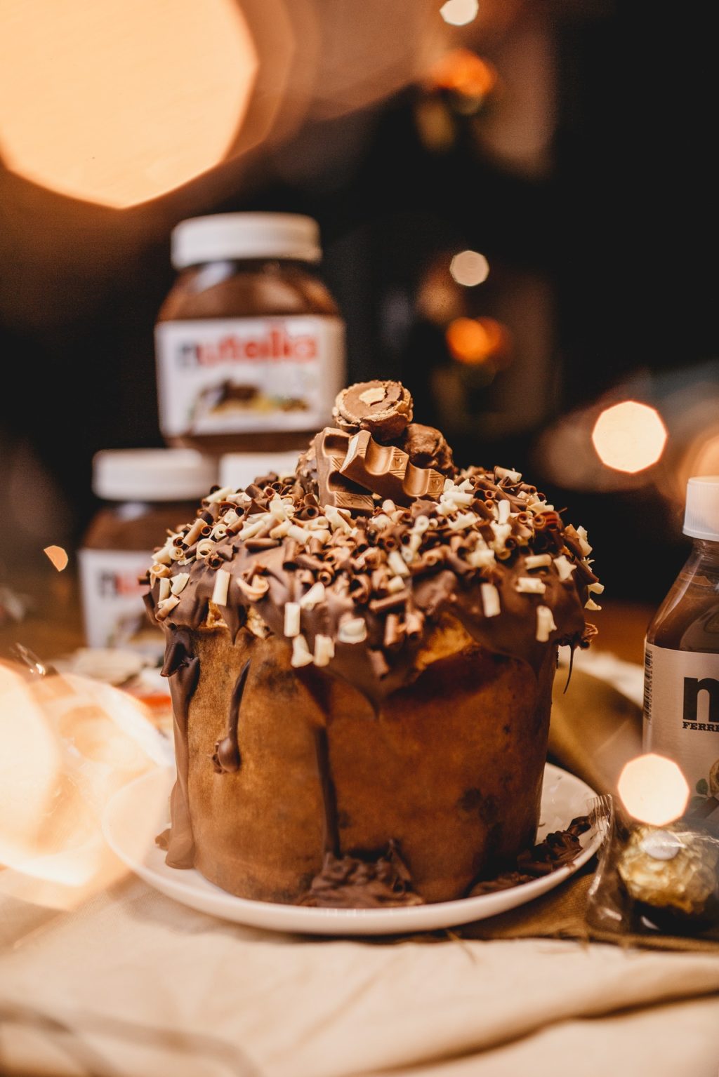 a chocolate cake with whipped cream