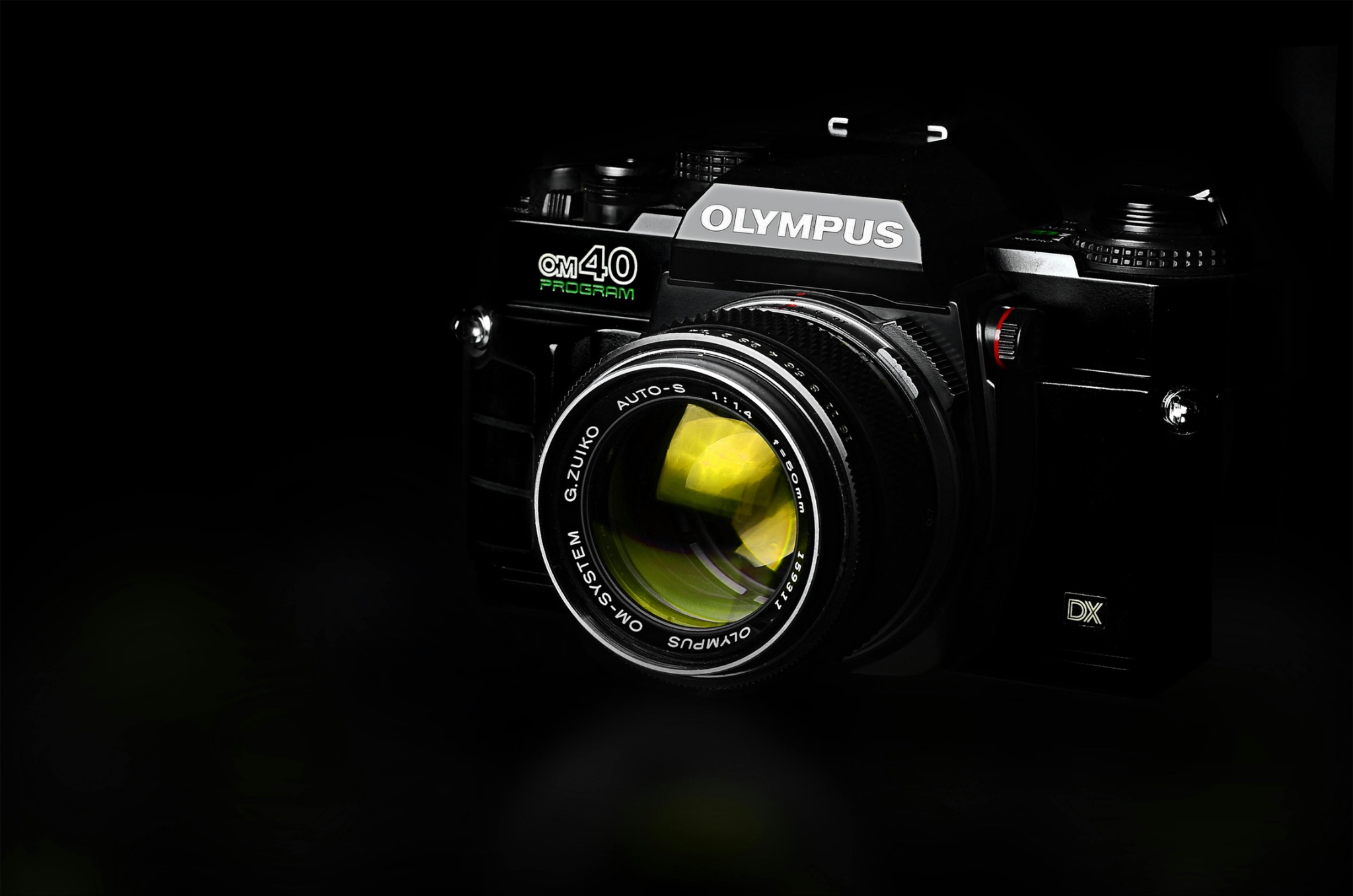 Beautiful black Olympus OM40 film camera with Zuiko lens