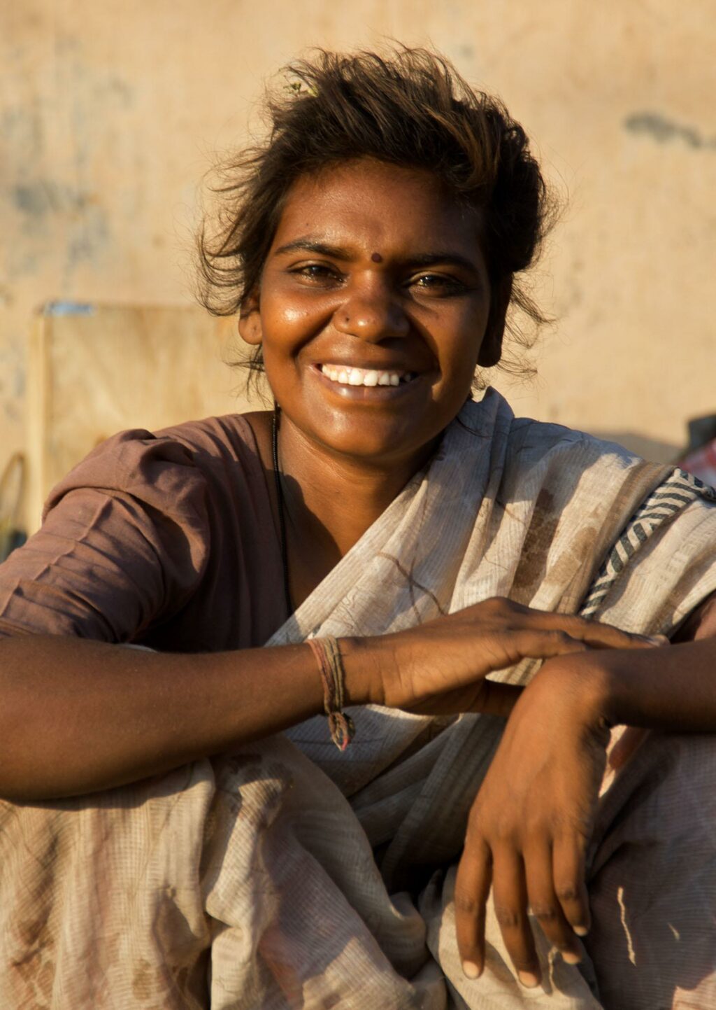 Beautiful Indian woman living on the streets of Chennai
