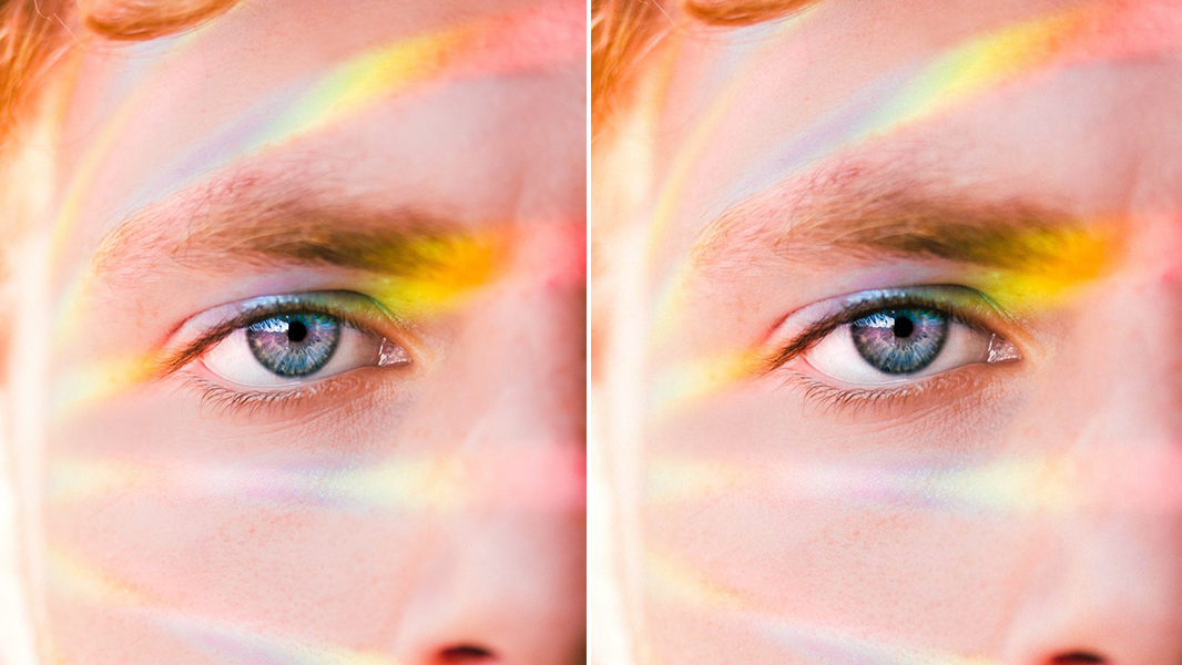before and after editing eye photos