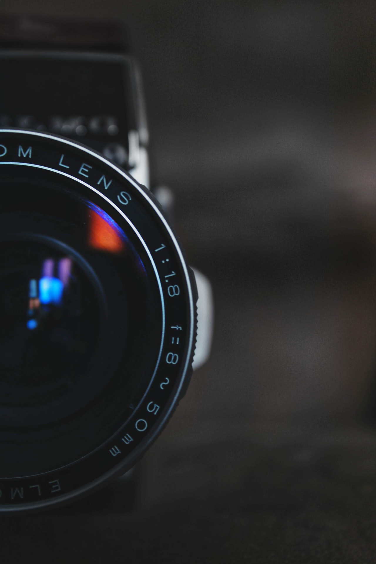 black camera lens in selective focus
