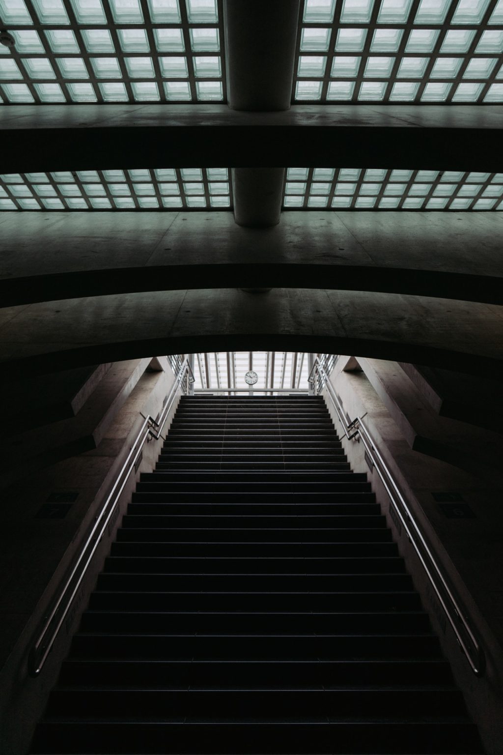 black stair low light photography