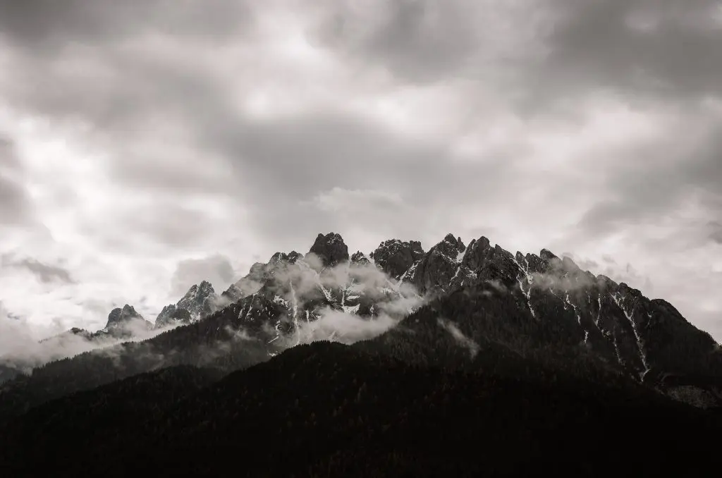 black and white mountains