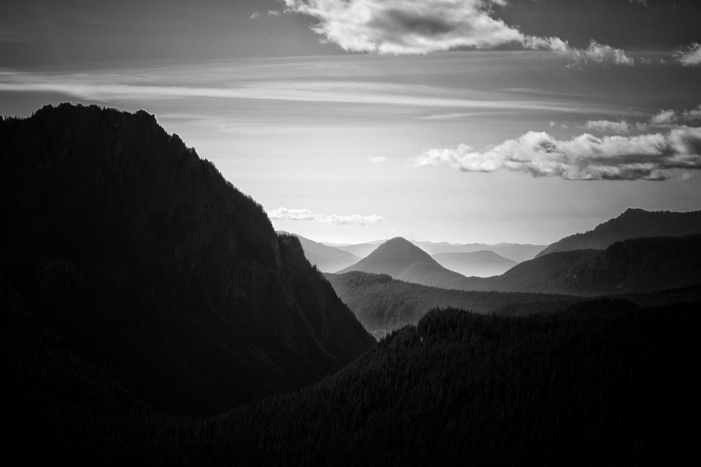 black and white mountains