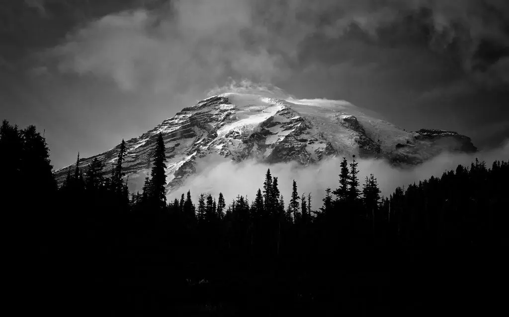 black and white mountains