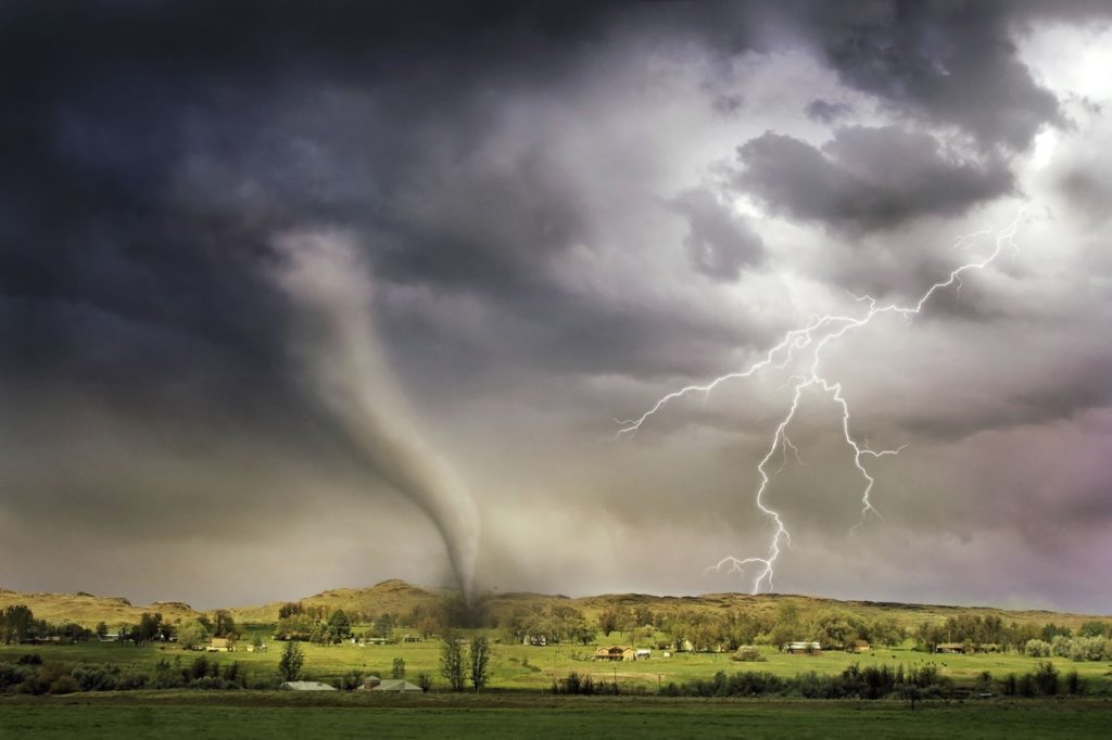 Tornado and lightning