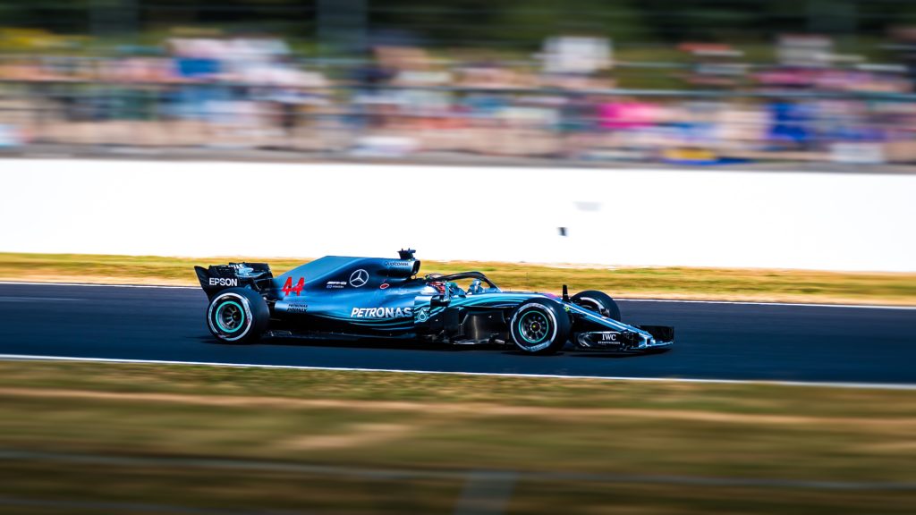 racing car panning shot
