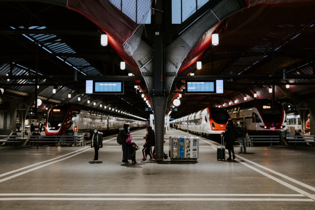 Wide angle photo of station. 