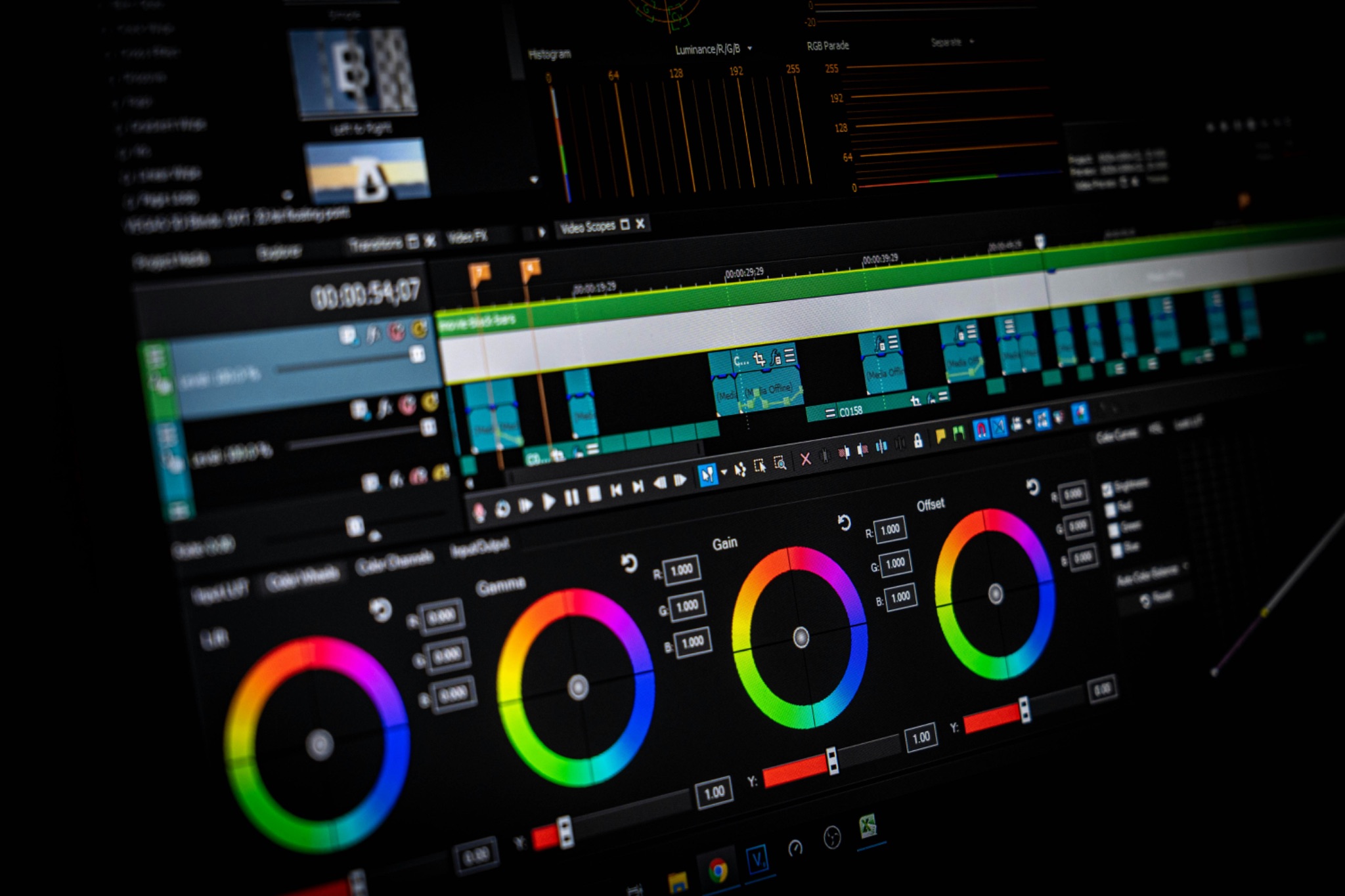 Close up of Davinci Editing App on a computer screen
