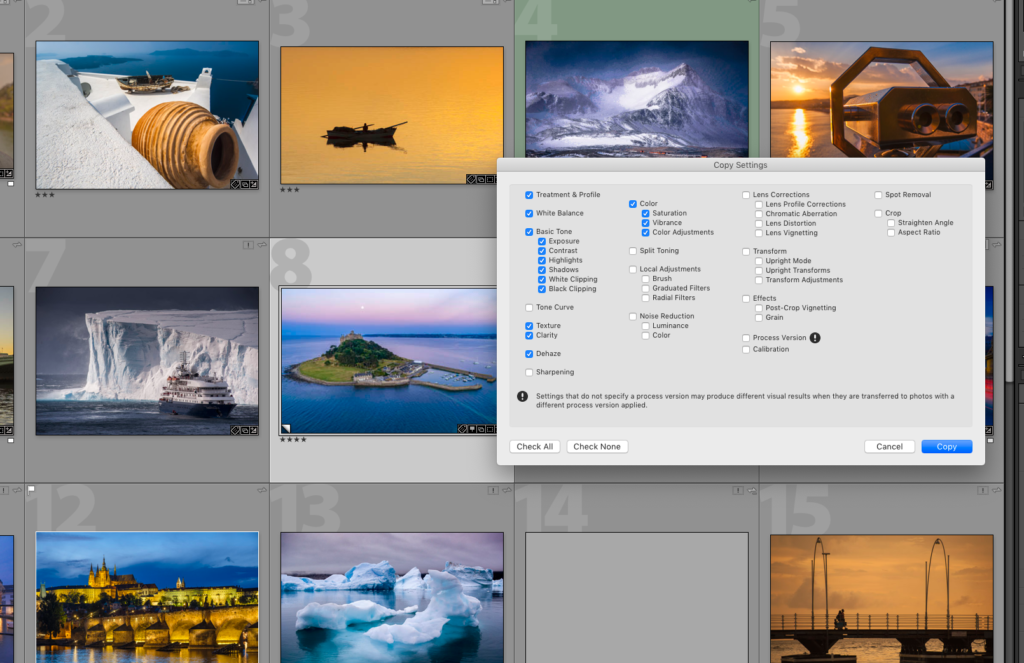 copy metadata and edits in Lightroom