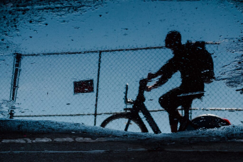 cyclist puddles