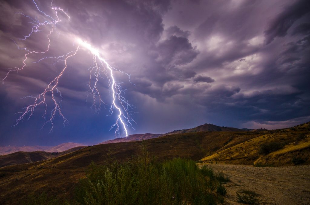 Lightning on hills.