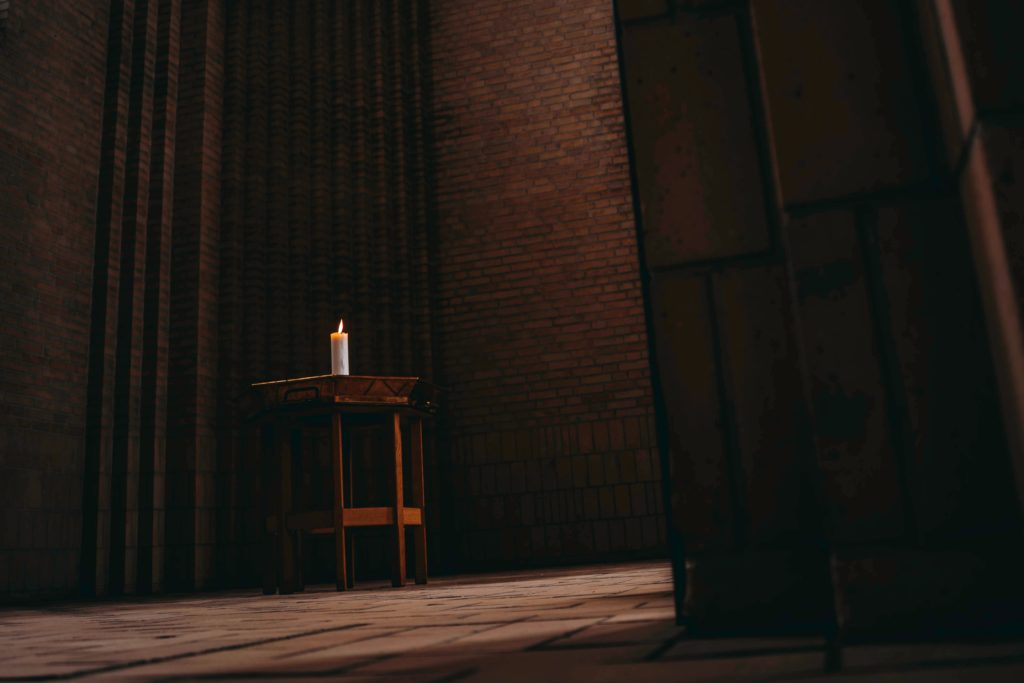 Cinematic church scene shot with Dutch Angle 