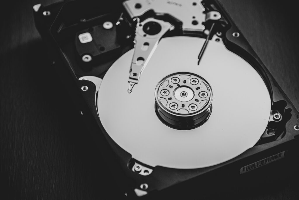 Inside of a traditional mechanical hard drive