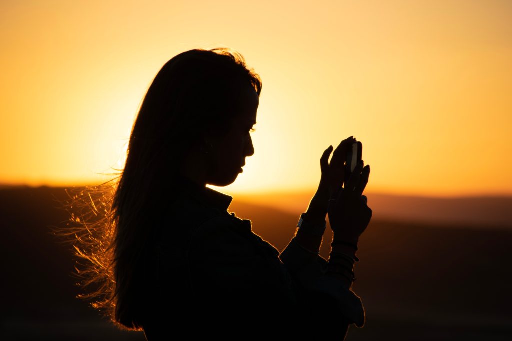 woman golden backlighting