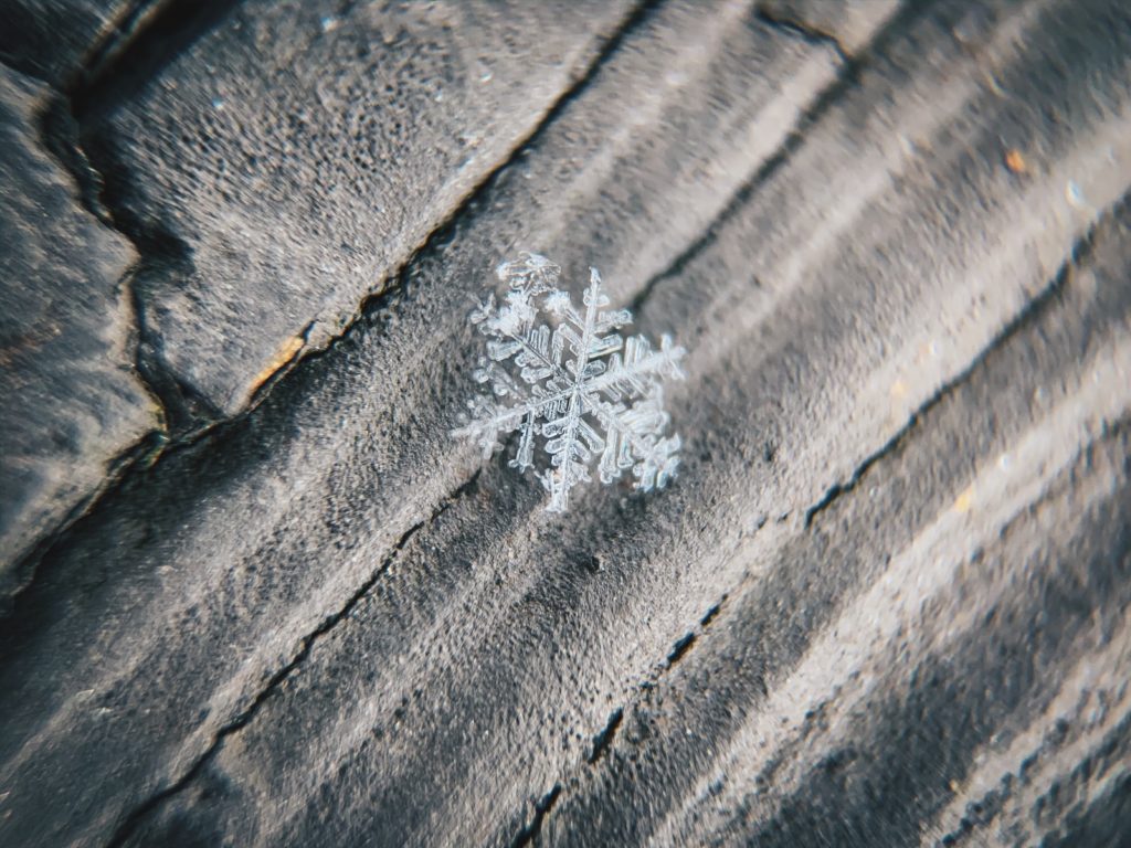 white snowflake on wood