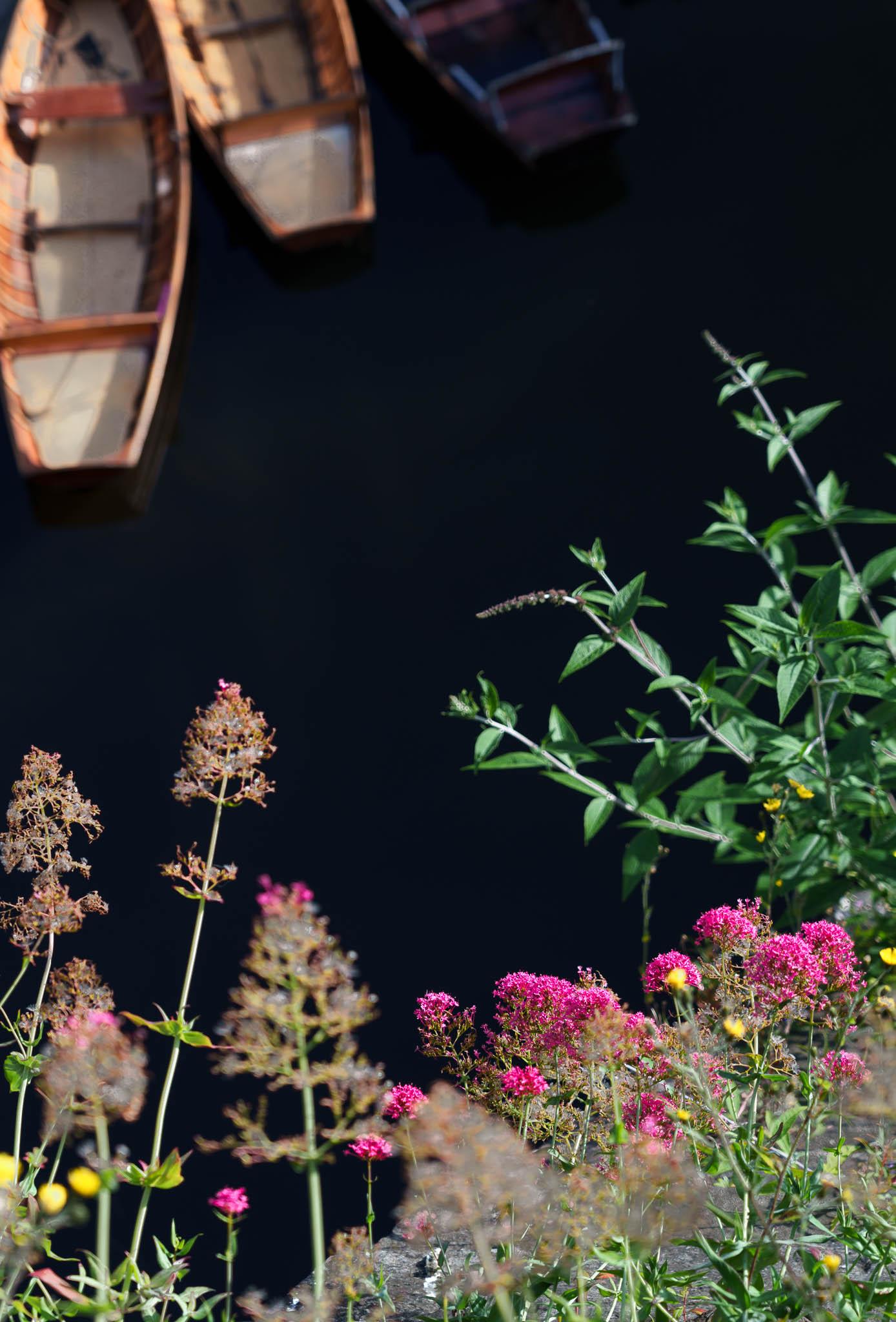 Flowers on Framwellgate Bridge in Durham, UK