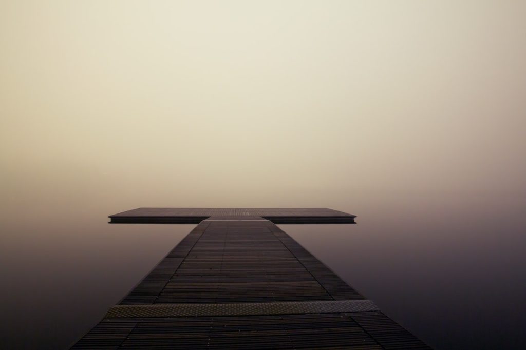 fog foggy jetty lake