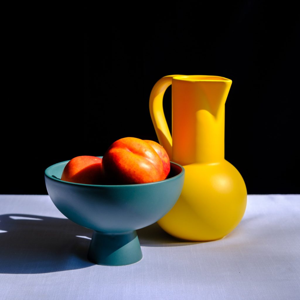 minimal still life in lively colors
