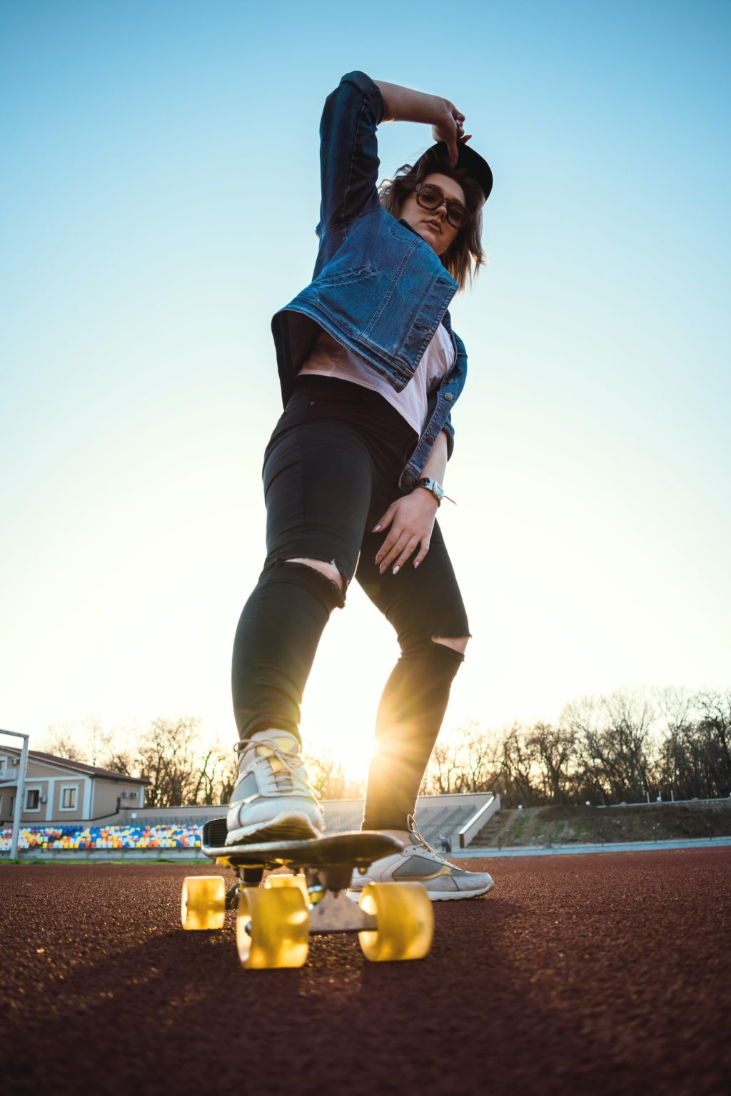 skateboard urban shoot low perspective