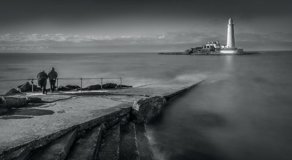 grayscale photo of lighthouse