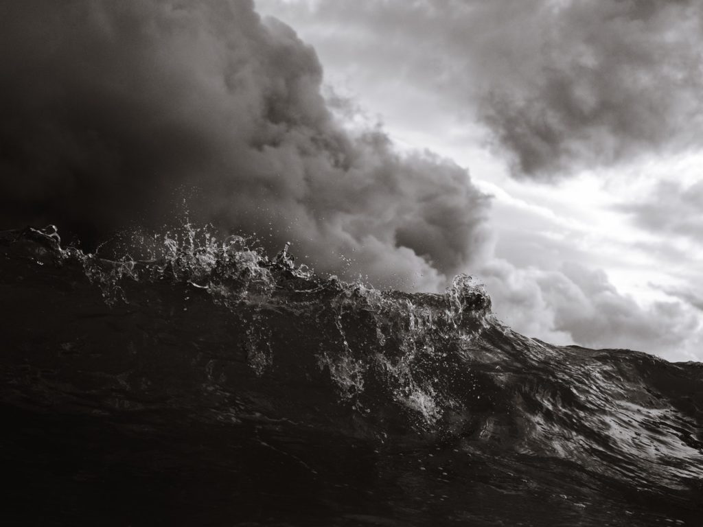 grayscale photo of waves