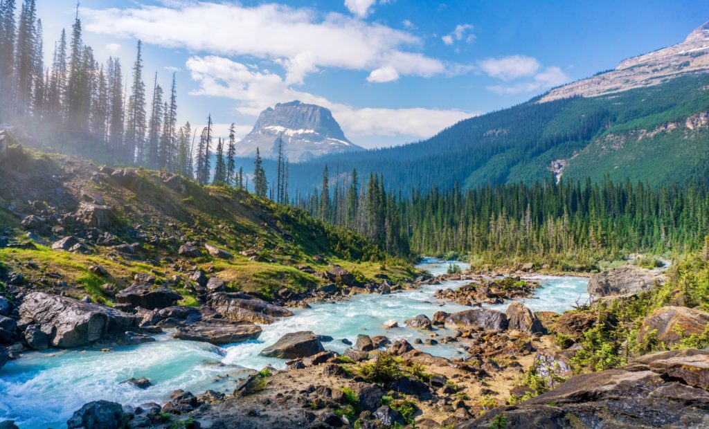 River rolling through a mountain landscape. 