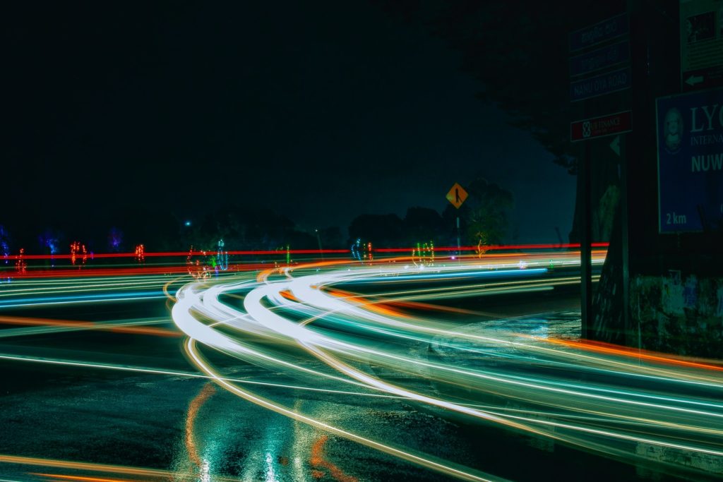 time lapse of cars on night time