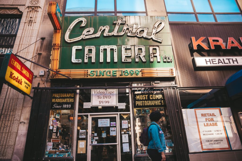 Exterior of old camera store