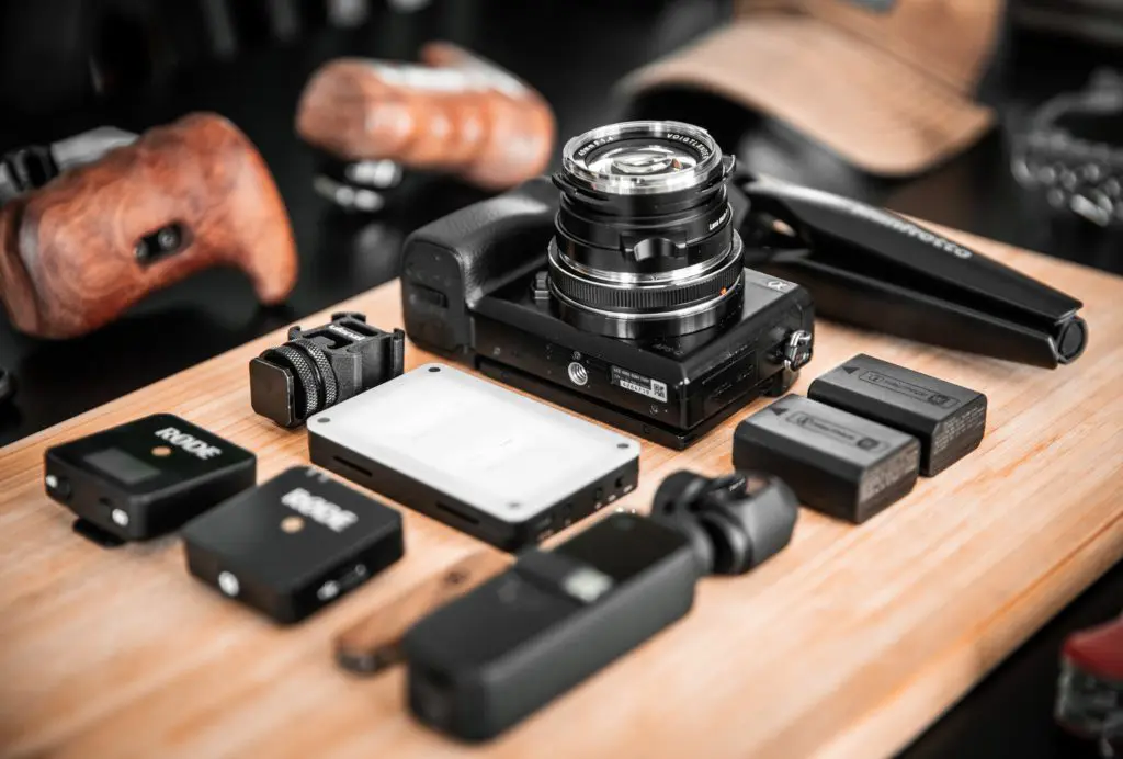 Lightweight camera kit on table