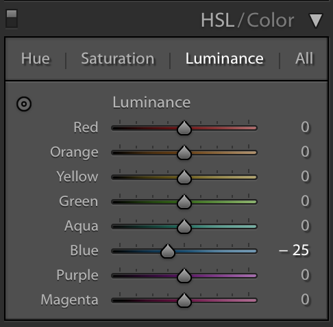 luminance section of the hsl panel