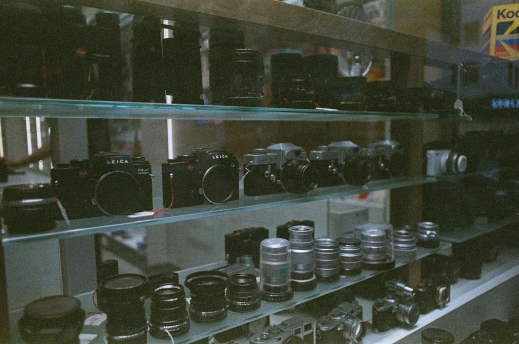 second hand cameras in a store