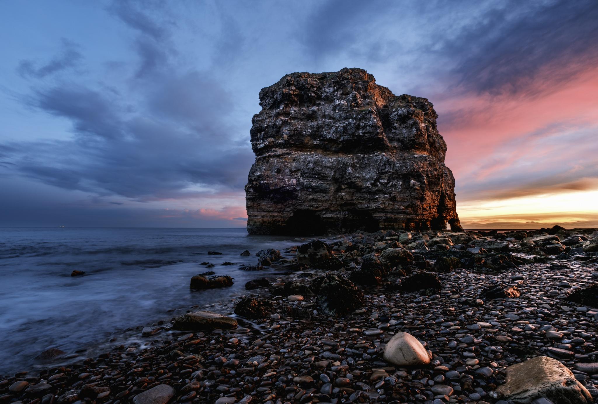 Marsden Rock at dawn in County Durham, England