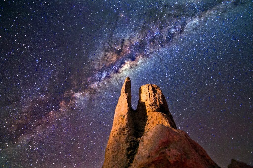 Milky Way over rock formation