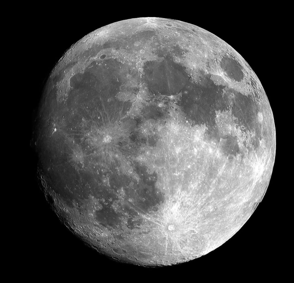 The moon showing craters