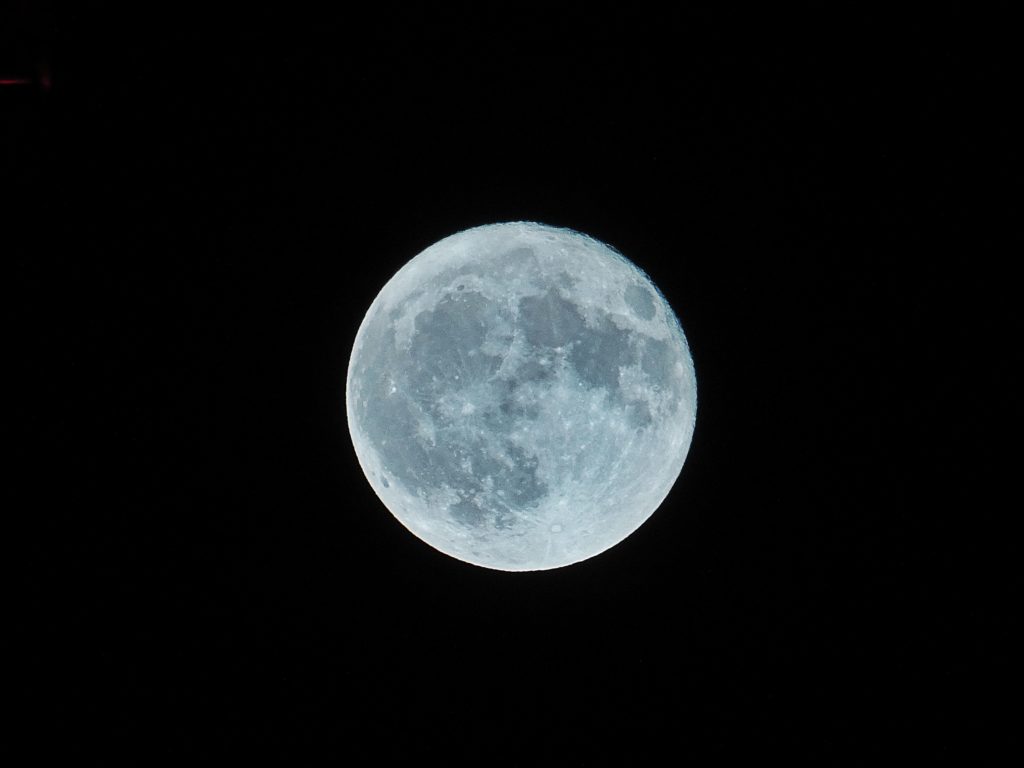 Blue moon in the night sky