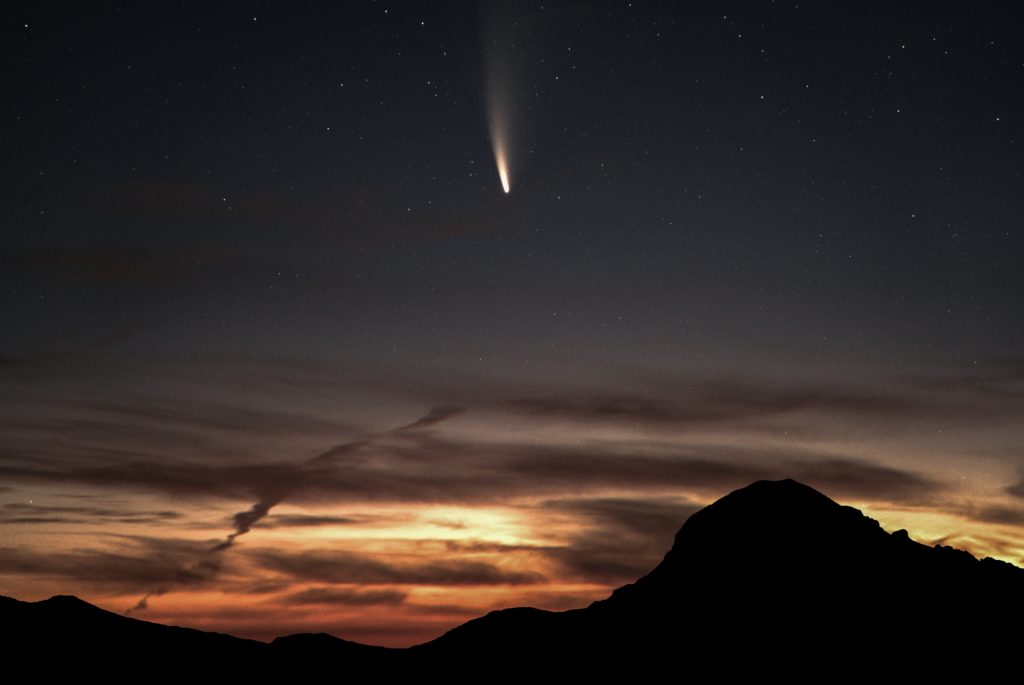 Mountain next to comet