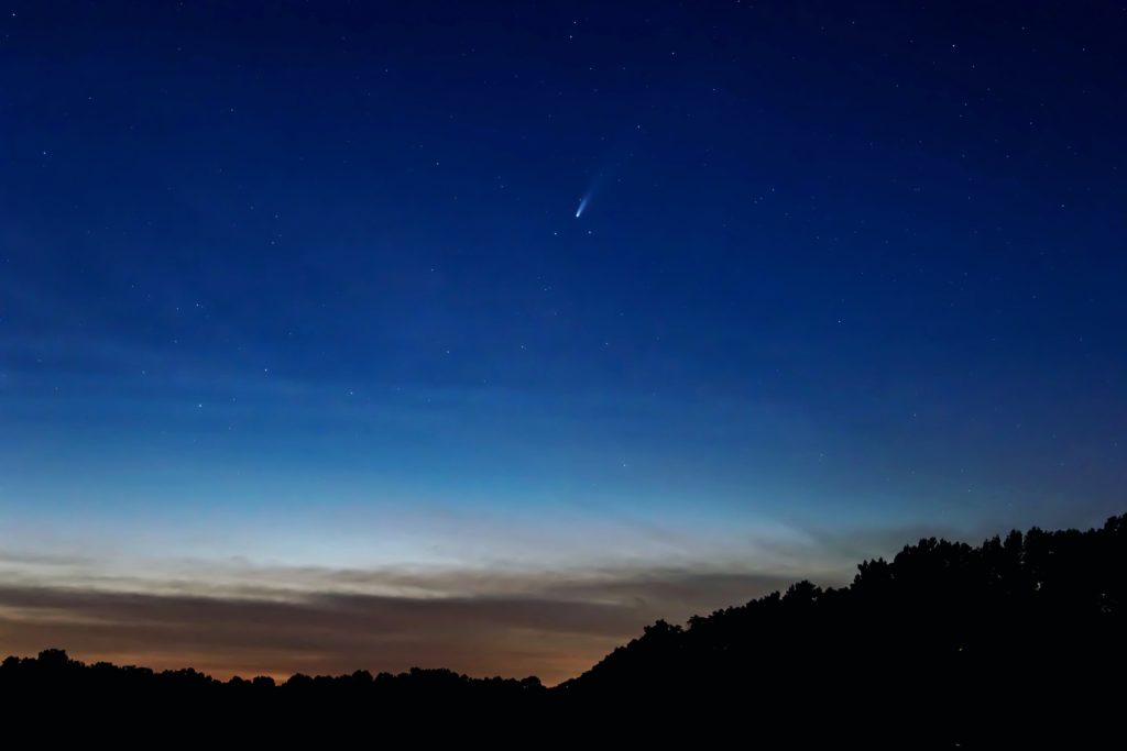 Neowise comet over valley