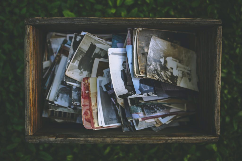 old photos in the wooden box