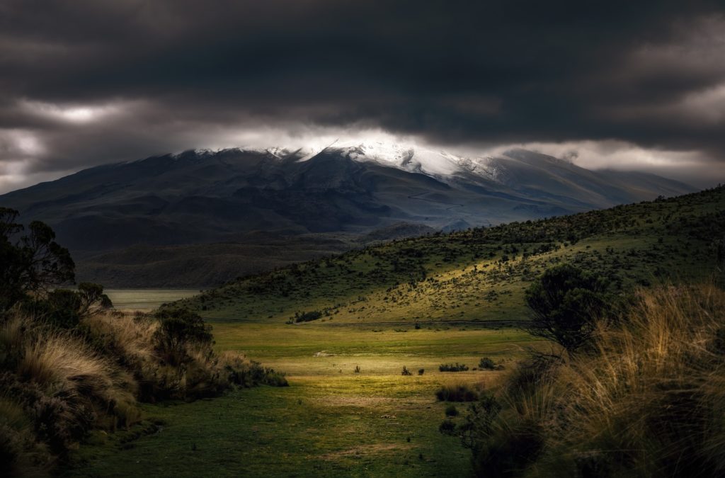 green mountains under fog, landscape photography