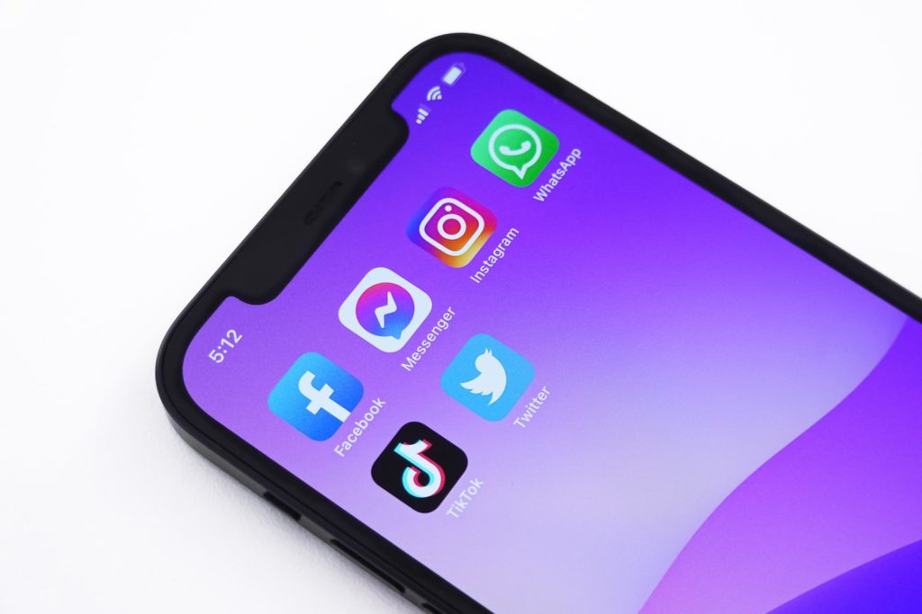 smartphone home screen with app icons of facebook and instagram