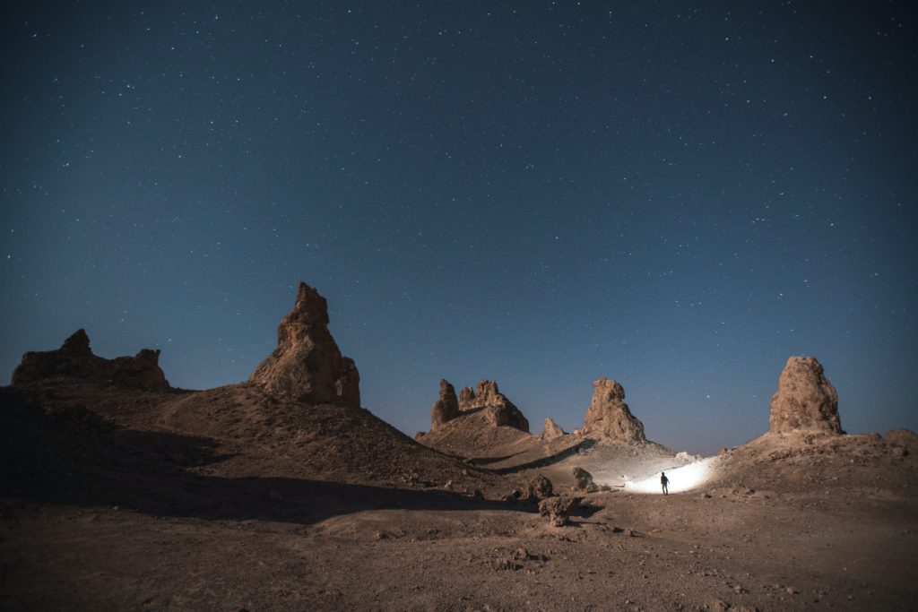 Landscape photo lit by the moon 